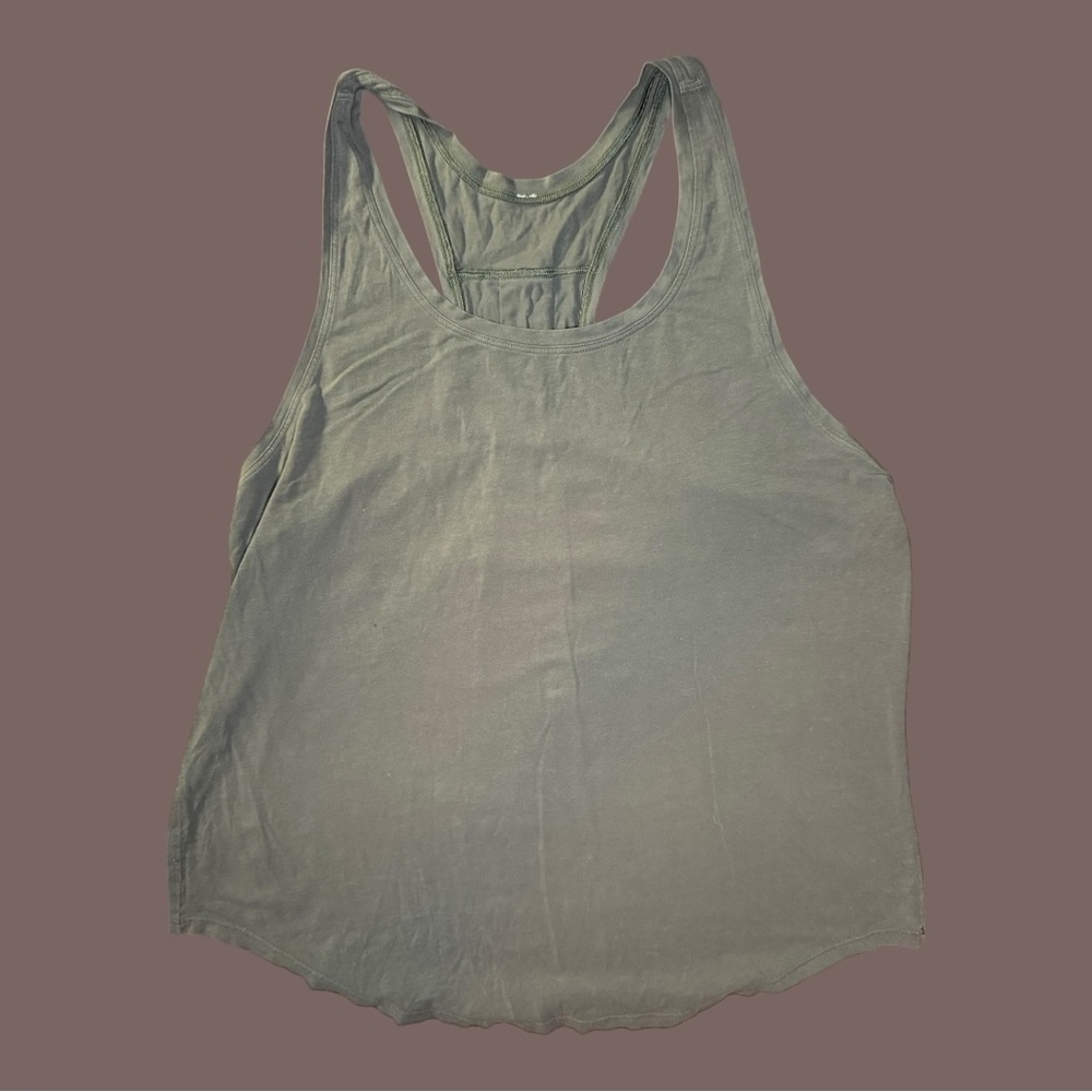 Lululemon Love Sleeveless Green Muscle Tank Top Sz NST